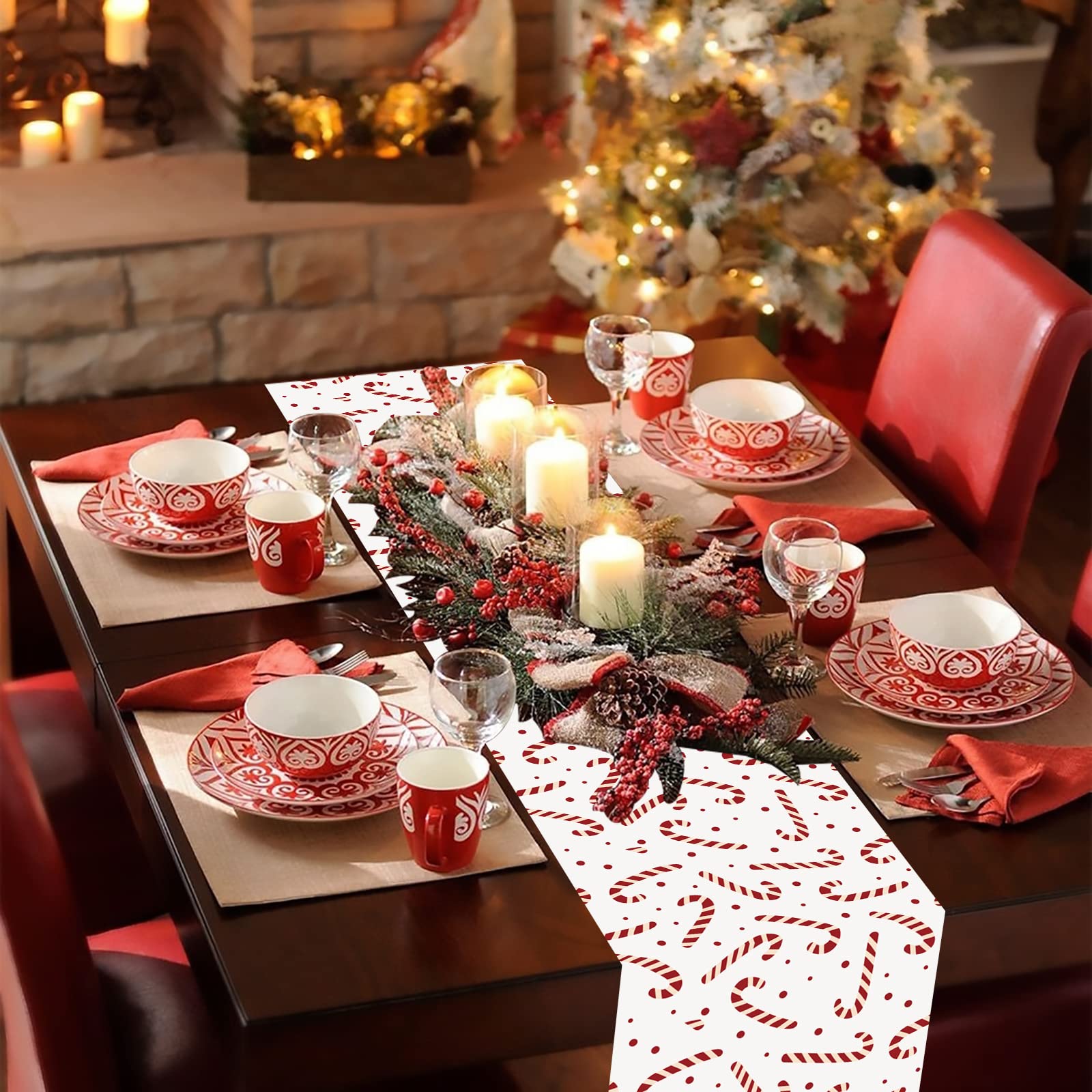 Amazon.com: Christmas Table Runner Dresser Scarves Candy Cane